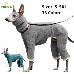 Dog Apparel Winter Onesies For Dogs Large Soft Puppy Clothes High Neck Warm Italian Greyhound Loose Four Legged Thick Suits 231206