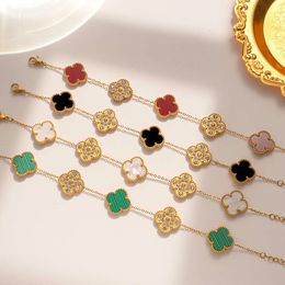 bracelet designer bracelet, four leaf flower bracelet with diamond inlay, fashionable genuine gold electroplated necklace wholesale