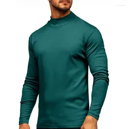 Men's T Shirts 2023 Autumn Winter Men Thickened Warm High Collar Long Sleeve T-Shirt Solid Color Youth Casual Fashion Underlay Half