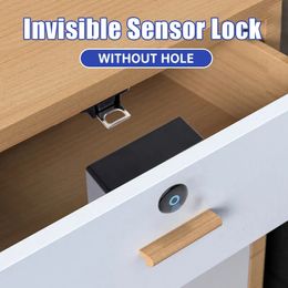 Smart Lock Intelligent Electronic Locks Invisible Sensor Cabinet Lock Digital Smart Door Lock EMID IC Card For Drawer Wardrobe Hardware 231206