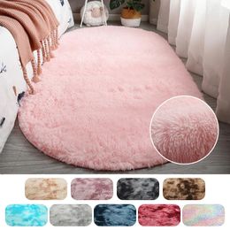 Carpets Oval Carpet Home Living Room Bedroom Large Size Rugs Plush Fluffy Decor Bedside Thickened Tie Dye 231207