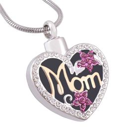 Cremation Jewellery Heart-shaped Diamond in Gold Mom Urn Ashes Necklace Memorial Keepsake Pendant with Gift Bag and Funn232a