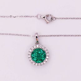 Cheap Price 11Mm Women Emerald Gemstone Round Cut 14K Gold Necklace Fine Jewellery Necklaces For Gift