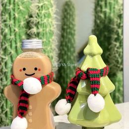 Water Bottles 10PCS 500ML Christmas Xmas Gingerbread Man Candy Jars Juice Drink Bottle Party Can Gift Wrapping 231207