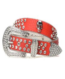 Diamond Belt Designer Belts Cool Cowboy Jeans Ceinture Femme versatile decorative SKULL leather pants Women belt BLACK RED WHITE W6258303