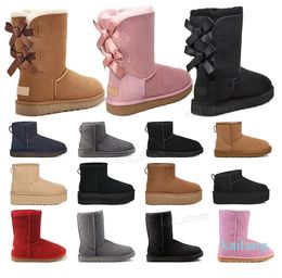 Outdoor Winter Snow Ultra Mini Platform Boots Womens Boot Fur Fluffy Leather Ankle Booties Chestnut