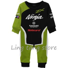 Rompers 2023 Selling Green Baby 3D Printing SportswearBaby Boy Round Neck Long Sleeve Jumpsuit Fans Racing Creeper 231207