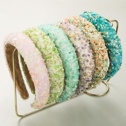 Colorful Stone Padded Sponge Hairband Headband Adult Hair Accessories Women Party Hair Jewley Headdress