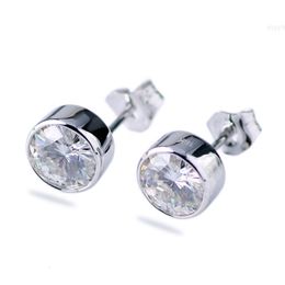 Wuzhou Manufacturer Stud Earrings 18k White Gold Moissanite 6.5mm Customized Earring Redoors Jewelry