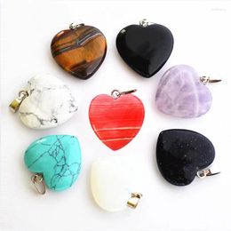 Pendant Necklaces GYWYN Wholesale Assorted Fashion Mixed Colour Natural Stone Charms Pendants Heart For Women Jewellery Making 20mm 50pcs