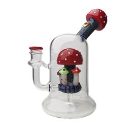 Mushroom Hookahs Glass Bong Recycler Smoking Water Pipe Dab Rig 17cm Height with 14mm Joint