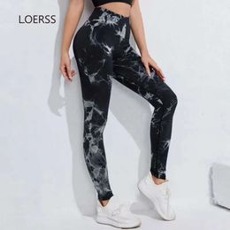 Lu Align Woman Scrunch Pants High Waist Pant LOERSS Seamless Tie Dye Leggings For Sport LLs Fitness Push Up Tights Workout Ladies Clothing Lemon Lady Gry Sports Girls
