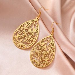 Dangle Earrings Cazador Gold Colour Aesthetic Filigree For Women Vintage Stainless Steel Jewellery Teardrop Christmas Gift
