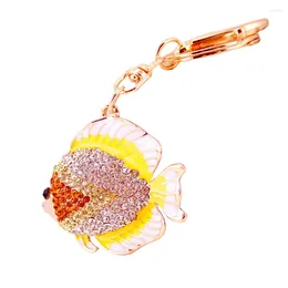 Keychains High Quality Charm Crystal Coloured Tropical Fish Pendant Keychain Keyring Bag Keyfobs Key Finder Creative Jewellery Gift R095