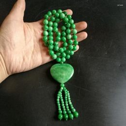 Pendant Necklaces Jade Dry Green Emerald Full Love Necklace Sweater Chain Men's And Women's Ornament