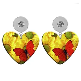 Dangle Earrings LOVE MOM Sunflower Happy Easter 12mm 18mm Snap Button Heart Acrylic Eardrop Ear Stud DIY Jewellery R1930