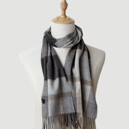 Men's plaid wool scarf with plaid stripes cashmer autumn and winter thickened warm scarf shawl