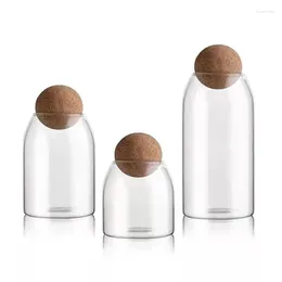 Bowls Clear Glass Bottles Storage Containers With Airtight Round Cork For Candy Nut Spice Coffee Bean Reusable