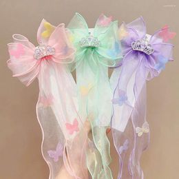 Hair Accessories Adorable Lovely Headwear Butterfly Cute Girl Headdress Ribbon Bow Clip Accessory Children Hairpin Veil