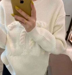 Autumn explosion of luxury Korean network red with chest cc design sweater temperament everything lazy style solid Colour outside to wear a top33331