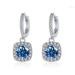 1ct Blue Green Colour Moissanite Earring for Charm Lady Custom 925 Sterling Silver Jewellery Pass Diamond Tester