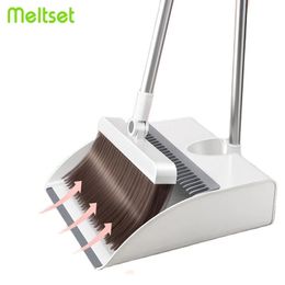 Other Home Garden Broom Dustpan Set Stainless Stand Extendable Suit Non Stick Hair Sweeping Cleaning Tools 231206