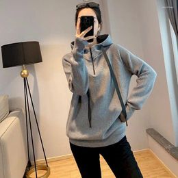 Women's Hoodies Casual Oversized Women Korean Hooded Coats Autumn Winter Trend Loose Half-zip Pullover Hoodie Aesthetic Tops Y2k Clothes