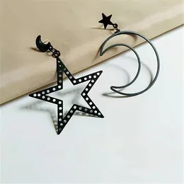 Stud Earrings Gothic Black Moon Star For Women Girl Hollow Flower Butterfly Pearl Dangle Piercing Statement Party Halloween Gift