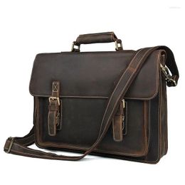 Briefcases BOLEKE Crazy Horse Leather Men's Handbag Laptop Bag Vintage Genuine Men Briefcase