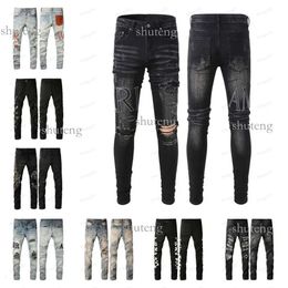 106 Amirs Mens Womens Designers Jeans Distressed Ripped Biker Slim Straight Denim for Men S Print Army Fashion Mans Skinny Pants 583