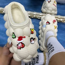 Slippers DIY Fashion Shoes Chain Slippers Creative Christmas Red Slippers Women Lychee Slides Warm Home Slides Platform Bubble Slippers 231206