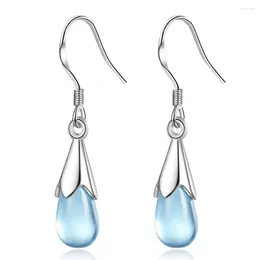 Dangle Earrings Wholesale 925 Sterling Silver Women Fashion Jewellery High Quality Blue Crystal Zircon Selling Long Tassel