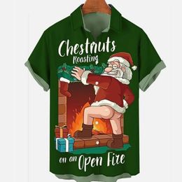 Men's Casual Shirts Year Gift Christmas Funny Graphic Snowman Men's Shirt Santa Claus Short Sleeve Tops 3d Print Casual Beach Oversized Apparel 231207