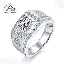 Holycome Gra Vvs 6.5mm Round Cut Free Shipping Price 925 Sterling Silver Engagement Moissanite Mens Ring