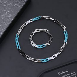 Necklace Bracelet designer bracelet designer jewelry set Luxury Black Silver Blue Classic Monogram Chain for men and Women Chinese Top quality Gift goth Chic2024