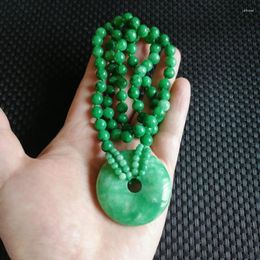 Pendant Necklaces Wholesale Jade Dry Green Full Small Size Peace Buckle Necklace Sweater Chain Men's And Women's Orname