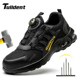 Safety Shoes Rotary Buckle Work Sneakers Protective Shoes Lightweight Safety Shoes Puncture-Proof Anti-smash Steel Toe Shoes Work Boots Men 231207
