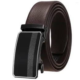 Belts Men's Good Leather Belt Business Formal Real Cowhide Ratchet High Quality Metal Automatic Buckle For Man