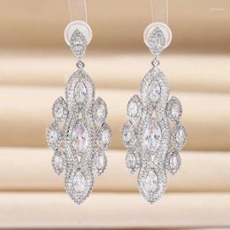 Dangle Earrings Bilincolor Crystal Clear ZIrconia Wedding Earring For Women