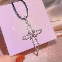 Pendant Necklaces Women's Necklace Plating Platinum Crystal Zircon Hollow Cross Hip Hop Rock Fashion Jewellery Couple Gift