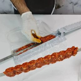 BBQ Tools Accessories Single Row Kebab Maker Bbq Meat Skewer Machine Press Reusable Plastic Preparation Tool 231206