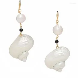 Dangle Earrings Fashion Baroque Pearl Big Women's Shell Conch Fish Hook Jewelry Christmas Gift