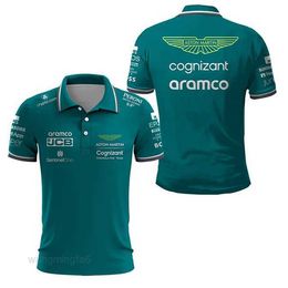 Men's T-shirts Men's Polos Aston Martin 14 Alonso Driver 2023 F1 Team Racing Sports Polo Shirt Fans Green Az02