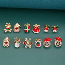 Stud Earrings Autumn And Winter Product Christmas Series Elk Bell Old Man European American Ear Studs Accessories