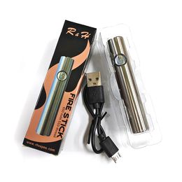 R&H Fire Stick Battery 650mAh Adjustable Voltage Preheat Batteries 510 Thread VV Battery Pen with USB Charger Packaging Box fit TH205 M6T Oil Carts