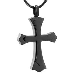 IJD12236 Cool Men Cremation Cross Necklace Funeral Urn Casket for Ashes Holder Stainless Steel Cremation Pendant Funnel & Gi318T