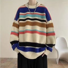 Men's Sweaters Sweater Men Autumn Winter Striped Knitted Pullover Vintage Loose O Neck Jumper Harajuku Casual Couple