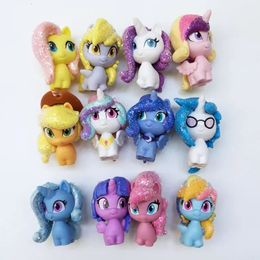 Action Toy Figures 1 4Pcs Surprise Littles Fat Horse Glitter Unicorn Doll Figure Model Rare Limited Collection Gift For Kid Boy Girl 231207