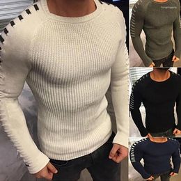 Men's Sweaters Wepbel Sweater Slim-Fit Long-Sleeved O-neck Knitted Jumpers Casual Solid Color Tough Guy Autumn Pullvoers