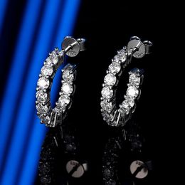 Handmade 3mm Moissanite Diamond Hoop Earring 100% Real 925 Sterling Silver Party Wedding Earrings for Women Engagement Jewellery